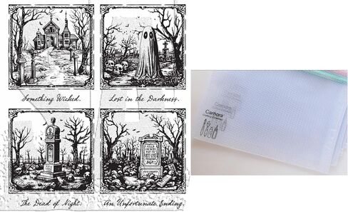 Tim Holtz Stampers Anonymous Framed Frights Cling Stamp, CMS494, Carnora Mesh Storage Bag in Saudi Arabia
