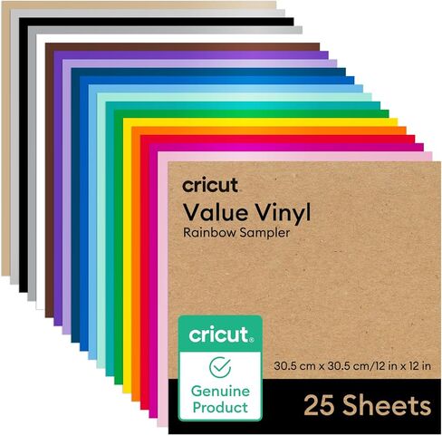 Cricut Value Permanent Vinyl - 50ft Rainbow Sampler, 12in x 12in Sheets (50 Count) in Saudi Arabia