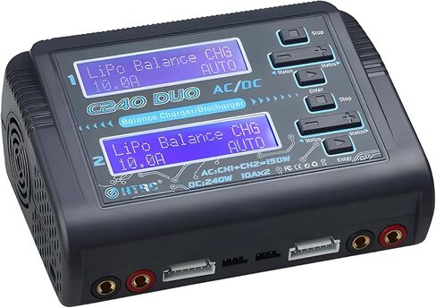 شاحن بطارية ليبو مزدوج RC LiPo AC150W DC240W 10A C240 ​​شاحن بطارية التوازن مفرغ لـ 1-6S LiPo Li-ion Life LiHV 1-15S NiCd NiMH PB بطارية ذكية RC سيارة in Kuwait