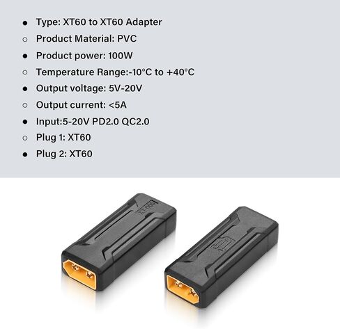 SinLoon 2 Pack XT60 Female to Female Connector Adapter XT60 Wireless Adapter for RC FPV Toy Car Plane Drone Battery (Female to Female) in Saudi Arabia