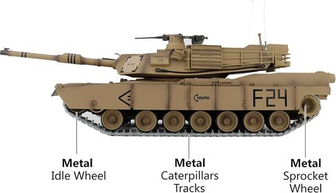 إصدار معدل 1/16 2.4 جيجا هرتز للتحكم عن بعد طراز US M1A2 Abrams Tank (برج دوار 360 درجة) (علبة تروس تروس فولاذية) (بطارية 3800 مللي أمبير) (مسارات معدنية وعجلة مسننة وعجلة خاملة) in Kuwait