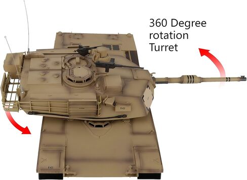 إصدار معدل 1/16 2.4 جيجا هرتز للتحكم عن بعد طراز US M1A2 Abrams Tank (برج دوار 360 درجة) (علبة تروس تروس فولاذية) (بطارية 3800 مللي أمبير) (مسارات معدنية وعجلة مسننة وعجلة خاملة) in Kuwait