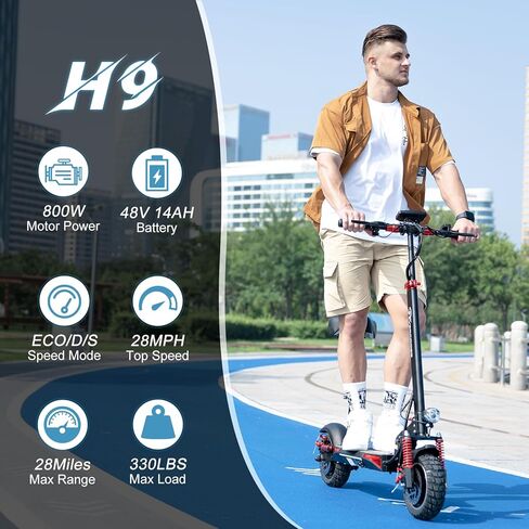 EVERCROSS H5 Electric Scooter, Electric Scooter for Adults with 800W Motor, Up to 28MPH & 25 Miles-10'' Solid Tires, E-Scooter with Seat & Dual Braking in Kuwait