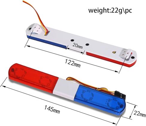 REDSPIDER RC Lights Simulated Warning Lights, Engineering Lights， RC led Lights for 1/10 1/8 1/12 RC Model Car WPL D12 HSP TRX4 Tamiya CC01 D90 Axial SCX10 ﻿ (Red and Blue, 115MM) in Kuwait