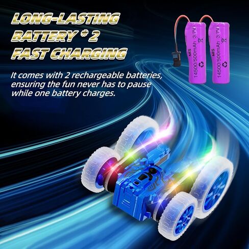 Remote Control Car, 360°Rotating 4WD RC Cars with Cool Spray, 2.4Ghz Double Sided RC Stunt Car with Cool Lights, RC Drift Car for Kids Toys Best Gifts for Boys Girls Age 4-6 7 8-13 Year Old in Saudi Arabia
