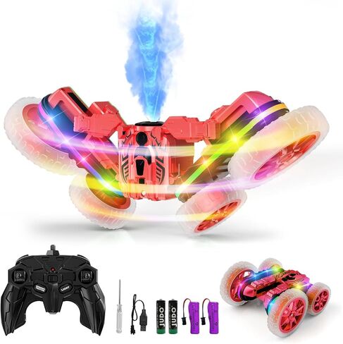Remote Control Car, 360°Rotating 4WD RC Cars with Cool Spray, 2.4Ghz Double Sided RC Stunt Car with Cool Lights, RC Drift Car for Kids Toys Best Gifts for Boys Girls Age 4-6 7 8-13 Year Old in Saudi Arabia