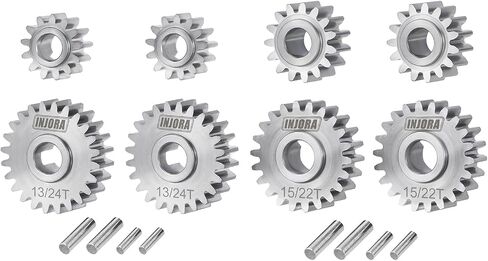 مجموعة تروس بوابة INJORA من الفولاذ المقاوم للصدأ 15/22T و13/24T لبوابة Underdrive لـ 1/18 RC الزاحف Redcat Ascent-18 in Saudi Arabia