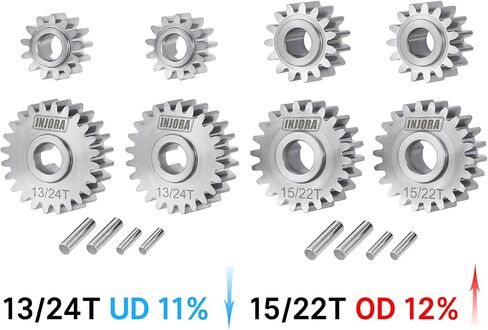 مجموعة تروس بوابة INJORA من الفولاذ المقاوم للصدأ 15/22T و13/24T لبوابة Underdrive لـ 1/18 RC الزاحف Redcat Ascent-18 in Saudi Arabia