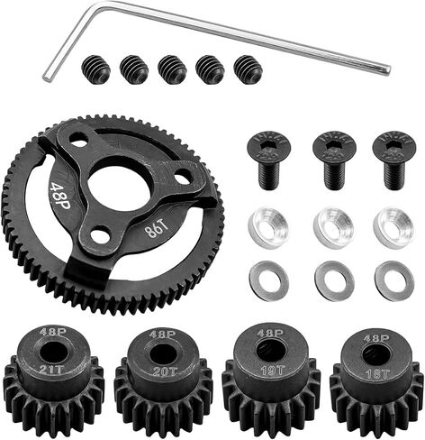 48P 86T Spur Gear Hardened Steel Transmission Gear with 18T 19T 20T 21T Pinions Gear Fit for Traxxas 1/10 RC Slash 2WD Stampede 2WD Rustler 2WD Bandit 2WD Slash VXL Bandit XL-5 F-150 SVT in Kuwait