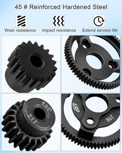 48P 86T Spur Gear Hardened Steel Transmission Gear with 18T 19T 20T 21T Pinions Gear Fit for Traxxas 1/10 RC Slash 2WD Stampede 2WD Rustler 2WD Bandit 2WD Slash VXL Bandit XL-5 F-150 SVT in Kuwait