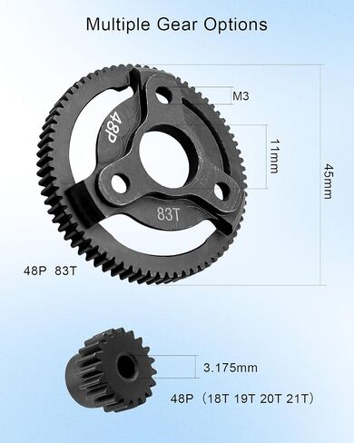 48P 86T Spur Gear Hardened Steel Transmission Gear with 18T 19T 20T 21T Pinions Gear Fit for Traxxas 1/10 RC Slash 2WD Stampede 2WD Rustler 2WD Bandit 2WD Slash VXL Bandit XL-5 F-150 SVT in Kuwait