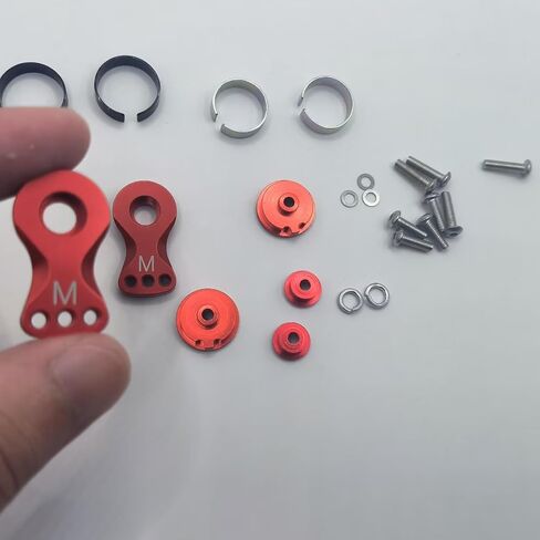 2-Pack - Aluminum Servo Saver Set for 25T Plastic Output Gear - Adjustable Hi-Torque Servo Arms (18mm) Red in Saudi Arabia