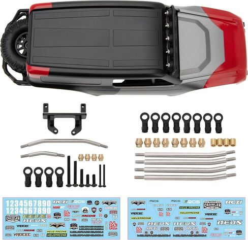 MEUS Racing MB18 TRX4M Body & Chassis Kit for Traxxas TRX4M Defender Bronco K10 F150 High Trail 1/18 RC Crawler Upgrades Parts (Red&Black) in Saudi Arabia