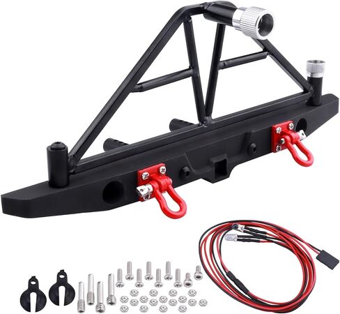 Metal Front Bumper Mounts Set w/Winch & 5mm LED White Lights for TRX-4 Axial SCX10 SCX10 II 90046 SCX10 III AXI03007 Redcat Gen 7 1/10 RC Crawler in Kuwait