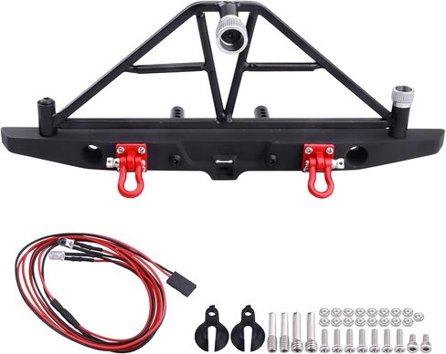 Metal Front Bumper Mounts Set w/Winch & 5mm LED White Lights for TRX-4 Axial SCX10 SCX10 II 90046 SCX10 III AXI03007 Redcat Gen 7 1/10 RC Crawler in Kuwait