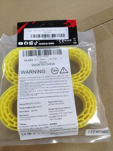 INJORA Silicone Rubber Inserts for 68-72mm 1.3" Tires, 4pcs (Yellow) in Saudi Arabia