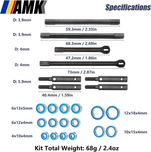 AMK Steel TRX4 CVD Kit Black Portal Alxe Drive Shaft Set مع محامل كروية معدنية مختومة مطاطية مطابقة لترقيات 1/10 RC Crawler TRX4 in Saudi Arabia
