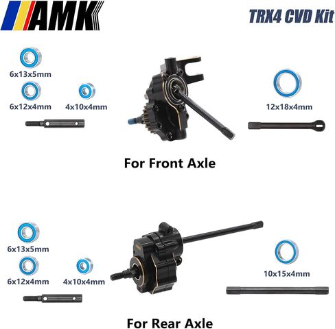 AMK Steel TRX4 CVD Kit Black Portal Alxe Drive Shaft Set مع محامل كروية معدنية مختومة مطاطية مطابقة لترقيات 1/10 RC Crawler TRX4 in Saudi Arabia