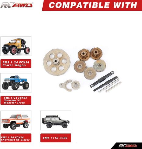RCAWD FCX24 تروس ناقل الحركة ومجموعة محور علبة التروس لـ FMS 1/24 FCX24 Series 1/18 FCX18 LC80 ترقيات الجزء in Saudi Arabia