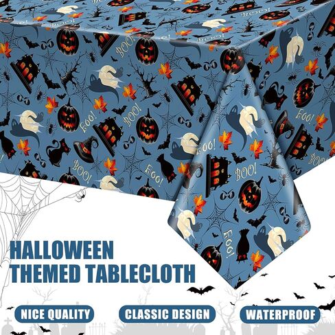 Newwiee 3 Pack Halloween Tablecloths 108 x 54 Inch Fall Disposable Plastic Table Cover Waterproof Tablecloth for Halloween Thinksgiving Christmas Party Table Decor(Cute Style) in Saudi Arabia