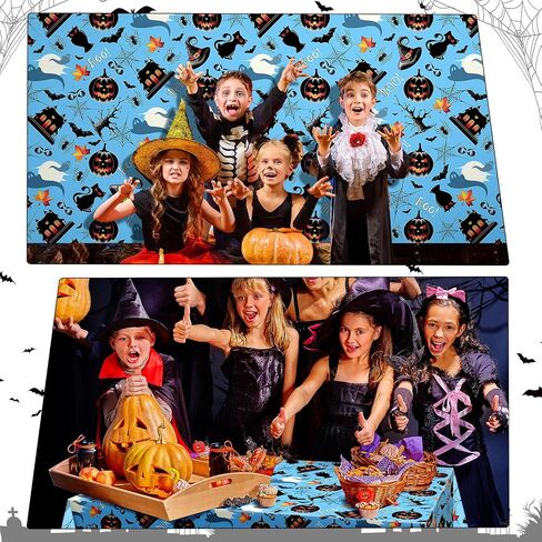 Newwiee 3 Pack Halloween Tablecloths 108 x 54 Inch Fall Disposable Plastic Table Cover Waterproof Tablecloth for Halloween Thinksgiving Christmas Party Table Decor(Cute Style) in Saudi Arabia