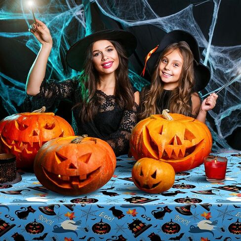Newwiee 3 Pack Halloween Tablecloths 108 x 54 Inch Fall Disposable Plastic Table Cover Waterproof Tablecloth for Halloween Thinksgiving Christmas Party Table Decor(Cute Style) in Saudi Arabia