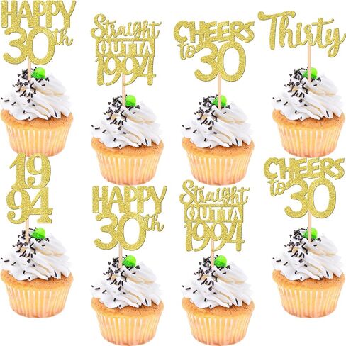 30PCS Black 40th Birthday Cupcake Toppers Glitter Forty Happy 40th Straight Outta 1986 Cupcake Picks for Cheers to 40 Years 40th Birthday Wedding Anniversary Party Decorations Supplies in Kuwait
