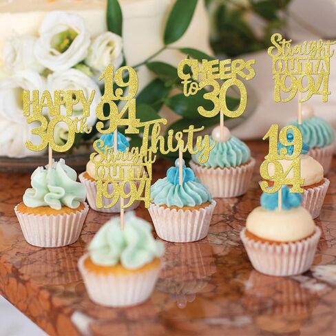 30PCS Black 40th Birthday Cupcake Toppers Glitter Forty Happy 40th Straight Outta 1986 Cupcake Picks for Cheers to 40 Years 40th Birthday Wedding Anniversary Party Decorations Supplies in Kuwait