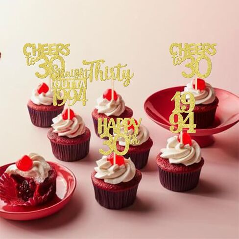30PCS Black 40th Birthday Cupcake Toppers Glitter Forty Happy 40th Straight Outta 1986 Cupcake Picks for Cheers to 40 Years 40th Birthday Wedding Anniversary Party Decorations Supplies in Kuwait