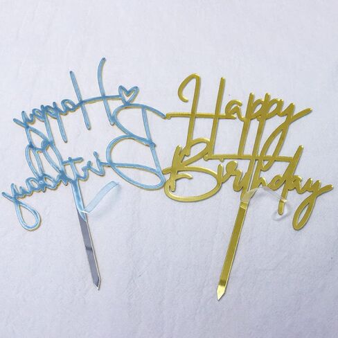 Black Acrylic Cake Toppers - 6pcs Happy Birthday Toppers for Decorations in Saudi Arabia