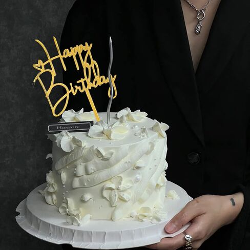 Black Acrylic Cake Toppers - 6pcs Happy Birthday Toppers for Decorations in Saudi Arabia