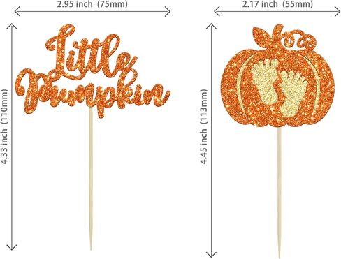 24Pcs Little Pumpkin Cupcake Toppers Glitter Pumpkin Cupcake Picks Little Pumpkin Baby Shower Decorations Fall Harvest Theme Baby Shower Kids Birthday Party Supplies in Kuwait