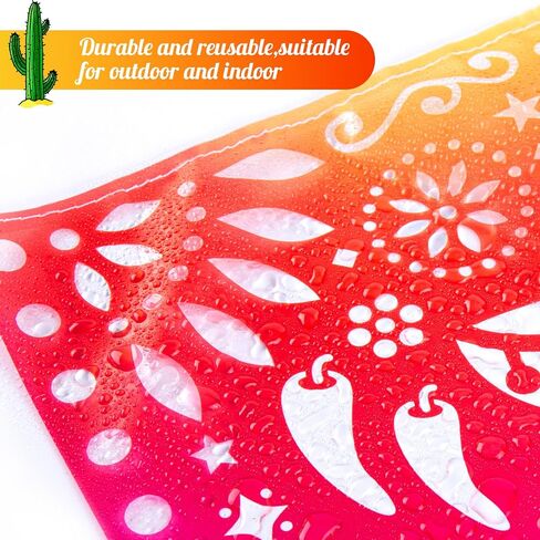 لافتات الحفلات المكسيكية DomeStar، 18 قدمًا من البلاستيك Fiesta Papel Picado Cinco de Mayo Dia De Los Muertos ديكور يوم الموتى لوازم الحفلات المكسيكية in Saudi Arabia