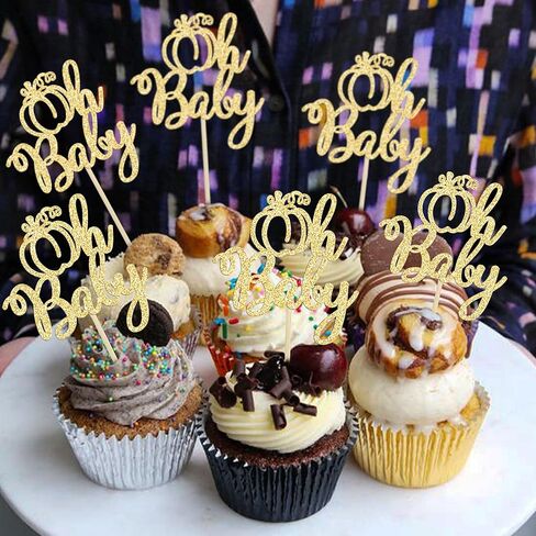24Pcs Little Pumpkin Cupcake Toppers Glitter Pumpkin Cupcake Picks Little Pumpkin Baby Shower Decorations Fall Harvest Theme Baby Shower Kids Birthday Party Supplies in Kuwait