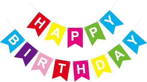 لافتة عيد ميلاد سعيد ملونة مُثبتة مسبقًا، لافتة عيد ميلاد سعيد مع حروف بيضاء لمستلزمات حفلات أعياد الميلاد للأطفال والكبار in Kuwait