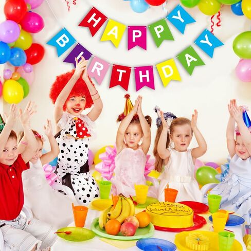 لافتة عيد ميلاد سعيد ملونة مُثبتة مسبقًا، لافتة عيد ميلاد سعيد مع حروف بيضاء لمستلزمات حفلات أعياد الميلاد للأطفال والكبار in Kuwait