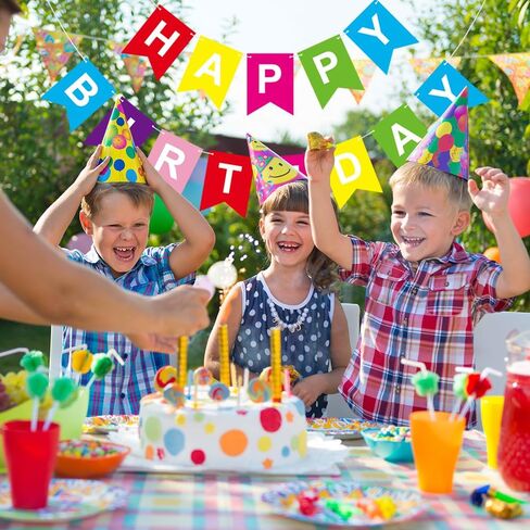 لافتة عيد ميلاد سعيد ملونة مُثبتة مسبقًا، لافتة عيد ميلاد سعيد مع حروف بيضاء لمستلزمات حفلات أعياد الميلاد للأطفال والكبار in Kuwait