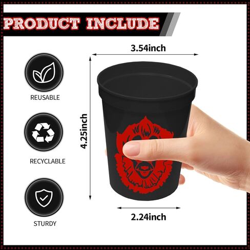 20 قطعة من أكواب حفلات الهالوين الرعب من ANYMONYPF، لوازم حفلات الهالوين، 12 أونصة، أكواب بلاستيكية قابلة لإعادة الاستخدام، أكواب شرب الهالوين من أجل هدايا حفلات الهالوين in Kuwait