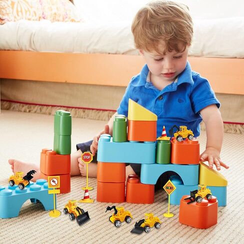 20-pieces mini construction vehicles Cake Decoration Set truck cake toppers construction birthday party supplies 6 PCS Construction Trucks Toys 5 Pieces Road Sign decorations in Saudi Arabia