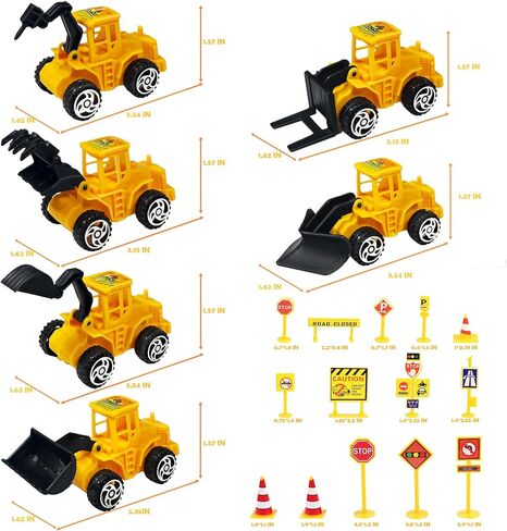20-pieces mini construction vehicles Cake Decoration Set truck cake toppers construction birthday party supplies 6 PCS Construction Trucks Toys 5 Pieces Road Sign decorations in Saudi Arabia
