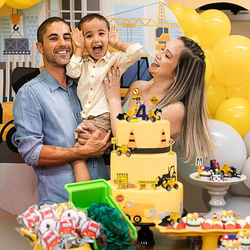 20-pieces mini construction vehicles Cake Decoration Set truck cake toppers construction birthday party supplies 6 PCS Construction Trucks Toys 5 Pieces Road Sign decorations in Saudi Arabia