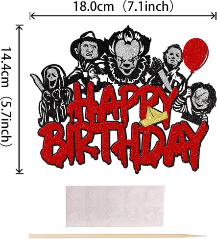 1 PCS Have a Killer Birthday Cake Topper Glitter Horror Classic Birthday Halloween Cake Pick for Bloody Horror Halloween Theme Birthday Party Cake Decorations Supplies in Kuwait
