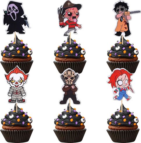 1 PCS Have a Killer Birthday Cake Topper Glitter Horror Classic Birthday Halloween Cake Pick for Bloody Horror Halloween Theme Birthday Party Cake Decorations Supplies in Kuwait