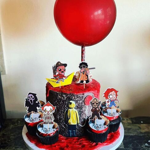 1 PCS Have a Killer Birthday Cake Topper Glitter Horror Classic Birthday Halloween Cake Pick for Bloody Horror Halloween Theme Birthday Party Cake Decorations Supplies in Kuwait