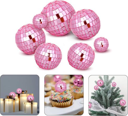 7PCS Disco Ball Cake Topper, Disco Ball Cake Decorations Different Sizes, 70s Disco Themed Dance Party Supplies, Small Disco Balls for Cake Dessert Accessories Disco Party Ornament (Silver) in Kuwait