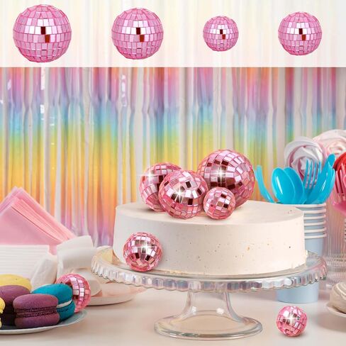 7PCS Disco Ball Cake Topper, Disco Ball Cake Decorations Different Sizes, 70s Disco Themed Dance Party Supplies, Small Disco Balls for Cake Dessert Accessories Disco Party Ornament (Silver) in Kuwait
