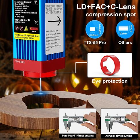 Twotrees TTS55 Pro Laser Engraver 40W Laser Engraver Machine 32 Bit اللوحة الأم، لقطع الخشب الرقائقي ونقش الخشب والألمنيوم، طاقة الليزر: 5500 ميجاوات، منطقة النقش: 300 × 300 مم (إصدار ترقية) in Saudi Arabia