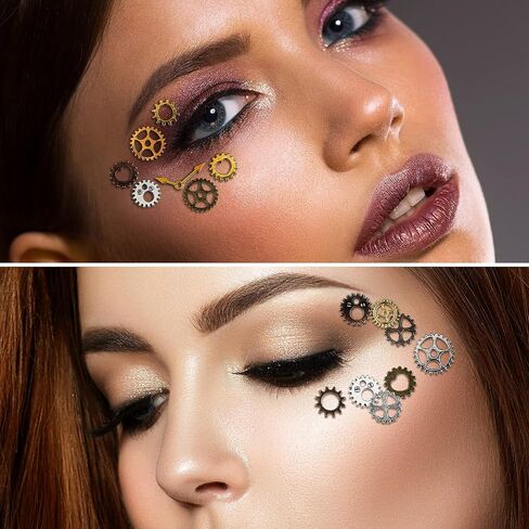 28 قطعة من شارات العين Steampunk المعدنية العتيقة من إكسسوارات Steampunk DIY بألوان متنوعة عجلة ترس Steampunk مع 50 نقطة صمغ سيليكون ذاتية اللصق لمستلزمات الحفلات والملابس in Saudi Arabia