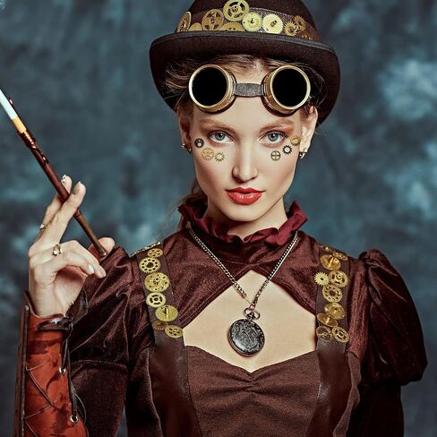28 قطعة من شارات العين Steampunk المعدنية العتيقة من إكسسوارات Steampunk DIY بألوان متنوعة عجلة ترس Steampunk مع 50 نقطة صمغ سيليكون ذاتية اللصق لمستلزمات الحفلات والملابس in Saudi Arabia