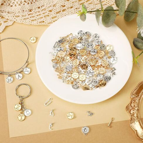 SANNIX Letter Charms, 156Pcs/6 Sets Alphabet ABC Letter Charms 3 Styles Capital A-Z Charms DIY Bracelet Necklace Pendants with 200Pcs Open Jump Rings for Jewelry Making, KC Gold in Saudi Arabia
